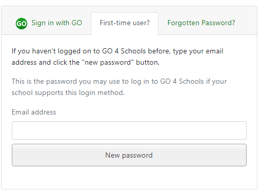 Image of first-time uset tab on Go4Schools page
