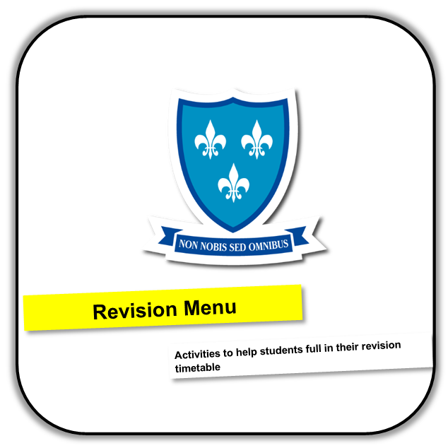 Revision Menu - assistance for students completing their revision timetable